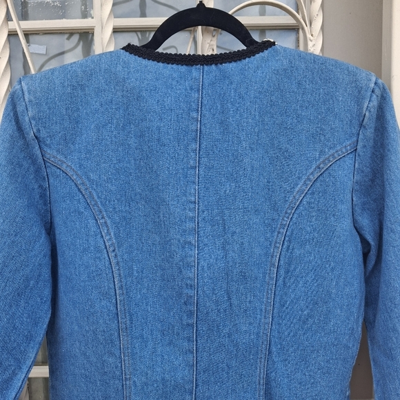 Vintage Blue Denim Embellished Jacket Blazer, Tickets California, Women Size 9 - Picture 8 of 16